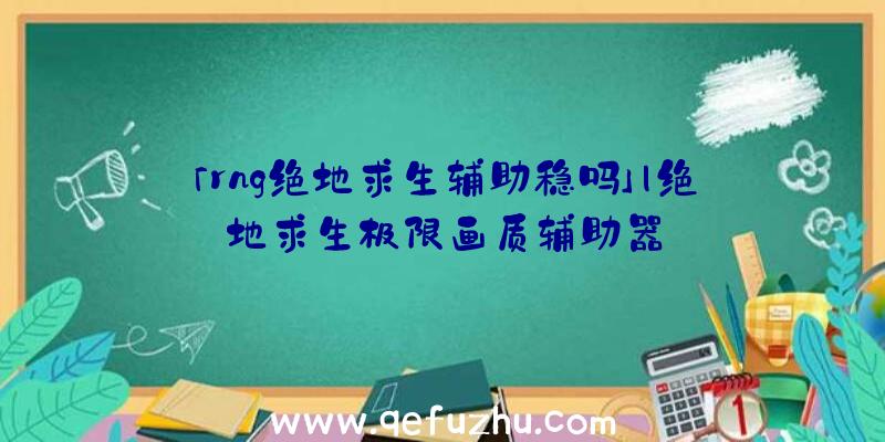 「rng绝地求生辅助稳吗」|绝地求生极限画质辅助器